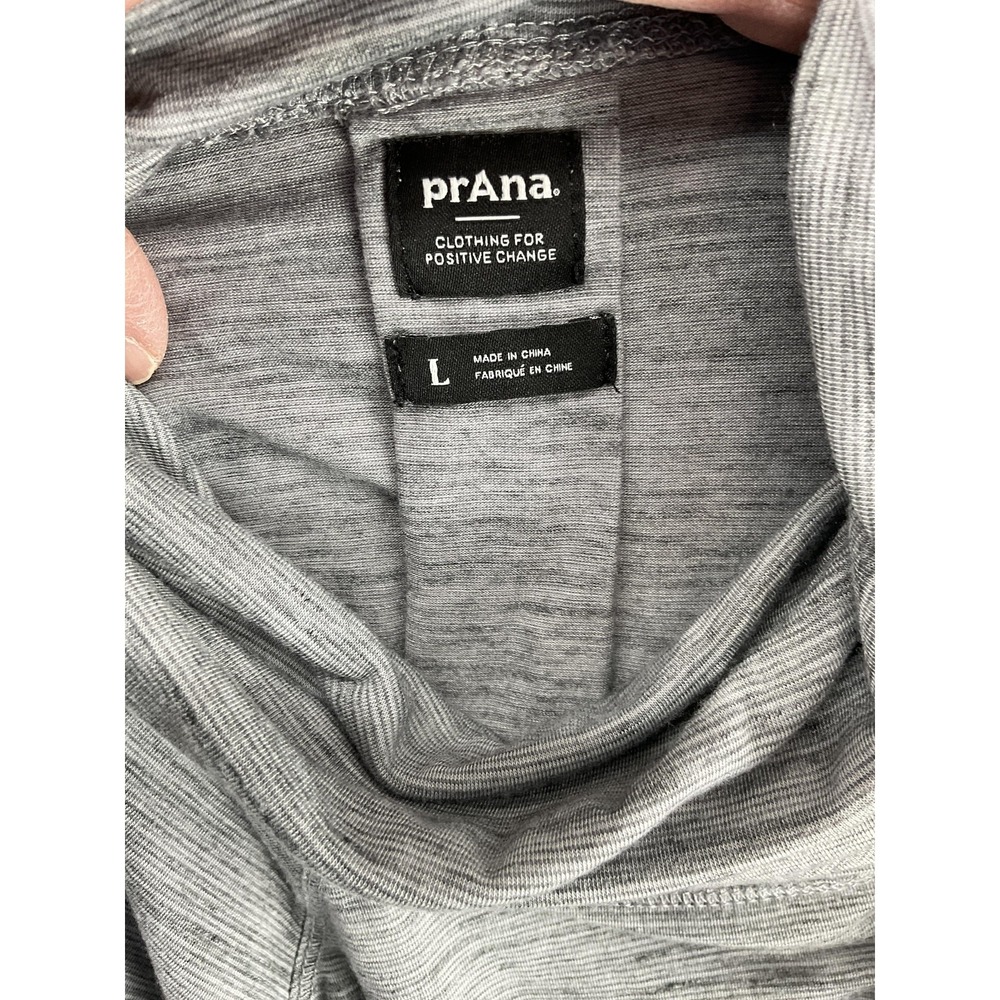 PrAna Sweater Pullover Womens L Gray Cowl Neck Raglan Sleeve Lightweight Stretch - Picture 3 of 7